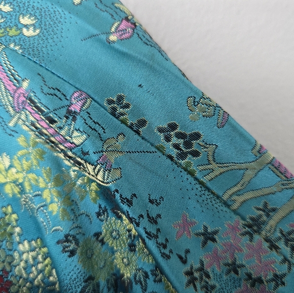 Peony Brand Kimono Robe Womens S Blue Satin Shanghai Vintage Chinese Jacket - Picture 13 of 14